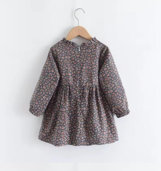 Two-tone floral autumn dresses for girls – soft cotton Kali -