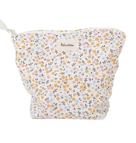 Handmade cosmetic bag medium size small flowers