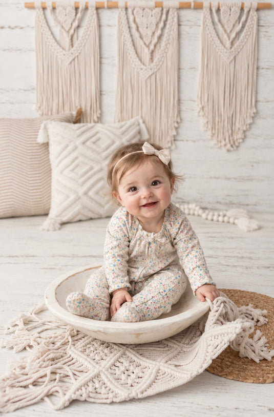 Barboteuse bébé fille coton bio motif petites fleurs – Kaki Lilas