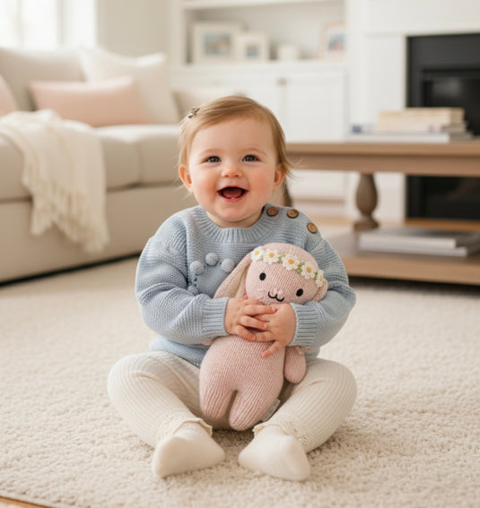 Pull bébé fille en coton doux avec cœur brodé – Kaki Lilas