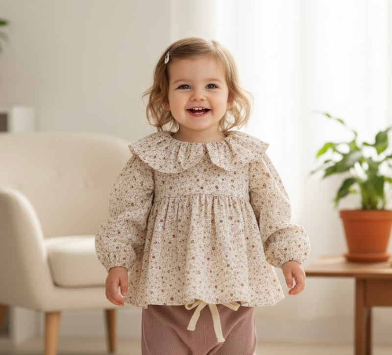Chargez l'image dans la visionneuse de la galerie, Chemise bébé imprimée fleurs – Blush - Boutique Kaki Lilas
