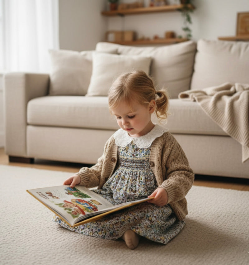 Load image into Gallery viewer, Girls' autumn-winter knitted cardigan in coffee and brown – Kali
