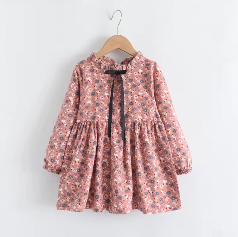 Load image into Gallery viewer, Two-tone floral autumn dresses for girls – soft cotton Kali -
