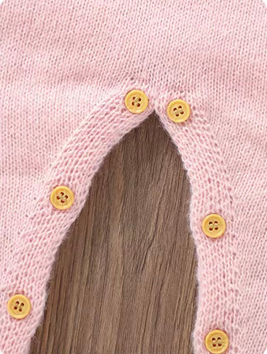 Combinaison bébé fille en tricot rose à broderies florales - Pré-commande