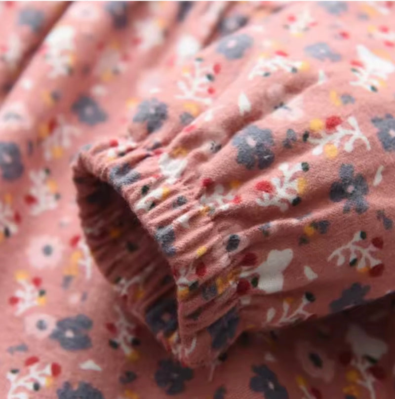 Load image into Gallery viewer, Two-tone floral autumn dresses for girls – soft cotton Kali -
