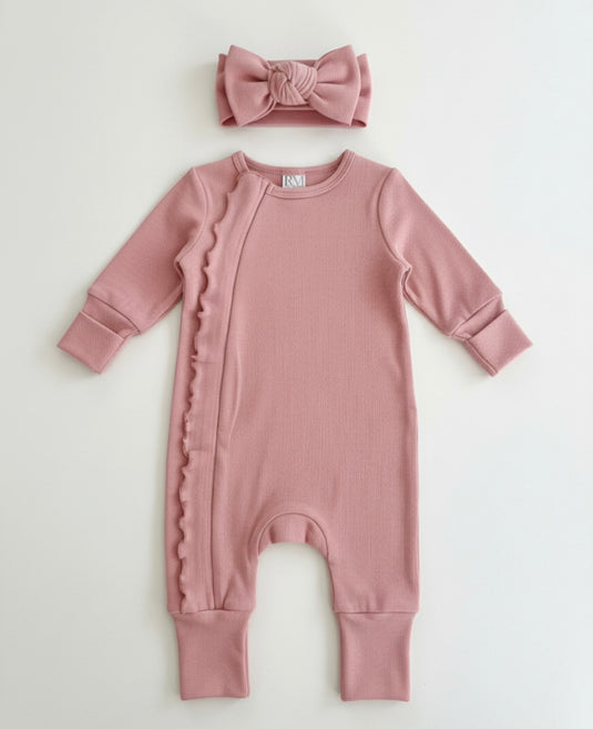 Baby girl cotton soft romper with headband – Kali