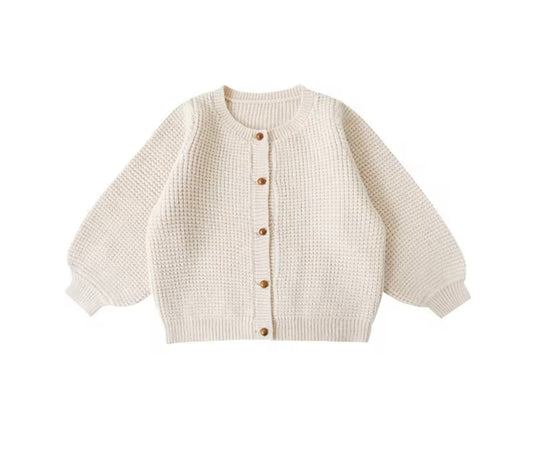 Cardigan vintage en tricot doux pour enfant – Kaki Lilas