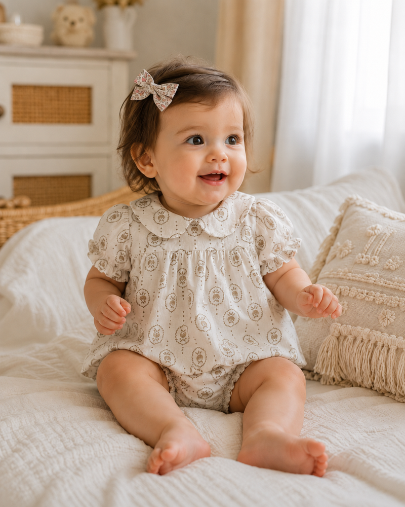 Load image into Gallery viewer, Baby girls' summer floral dot romper

