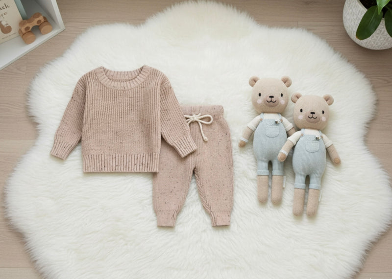 Load image into Gallery viewer, Ensemble bébé garçon en tricot de coton doux et confortable – Kali - Boutique Kaki Lilas
