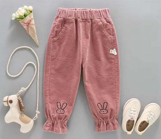 Girls' corduroy trousers with rabbit print – Kali