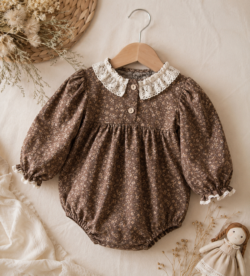 Load image into Gallery viewer, Béatrice Vintage Floral Romper – Autumn-Winter

