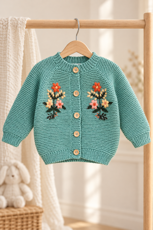 Cardigans fille en tricot avec broderies florales - Pré-commande
