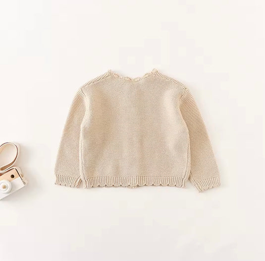 Cardigan bébé coton beige doux – Kali