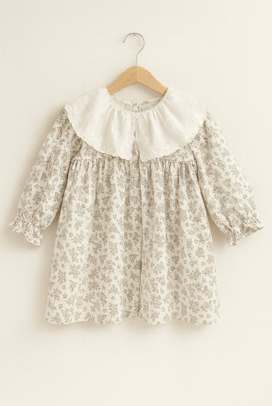 Robe fille coton doux fleurs beige – Kali