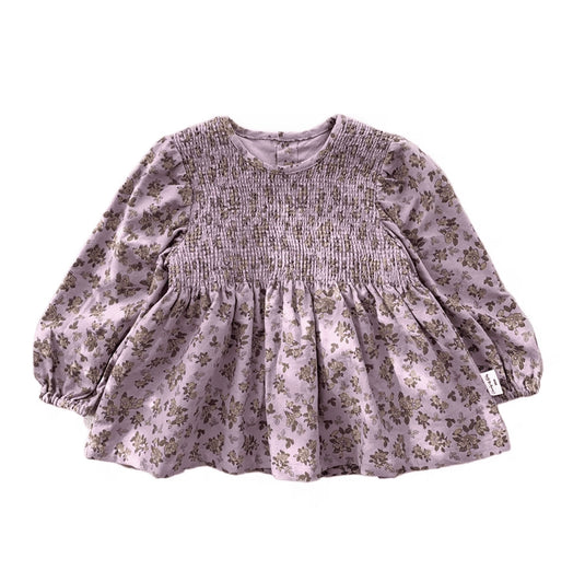Chemise pour fille coton motif fleurie lavande – Kali