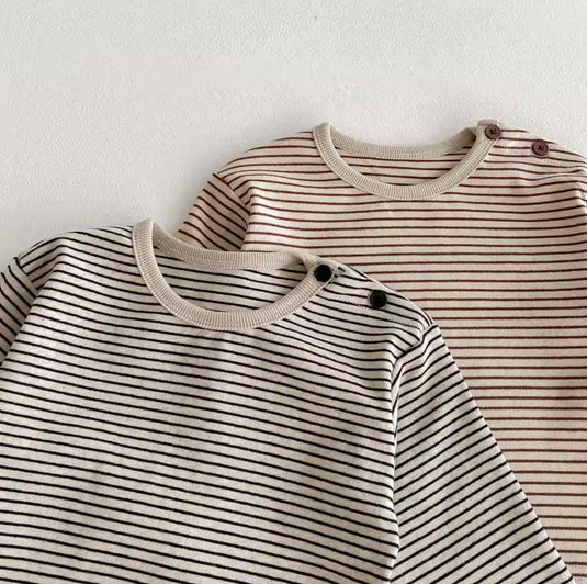 Boy's long-sleeved striped cotton T-shirt