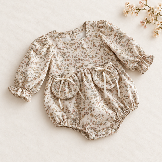 Barboteuse bébé fille fleurie – Style vintage - Pré-commande