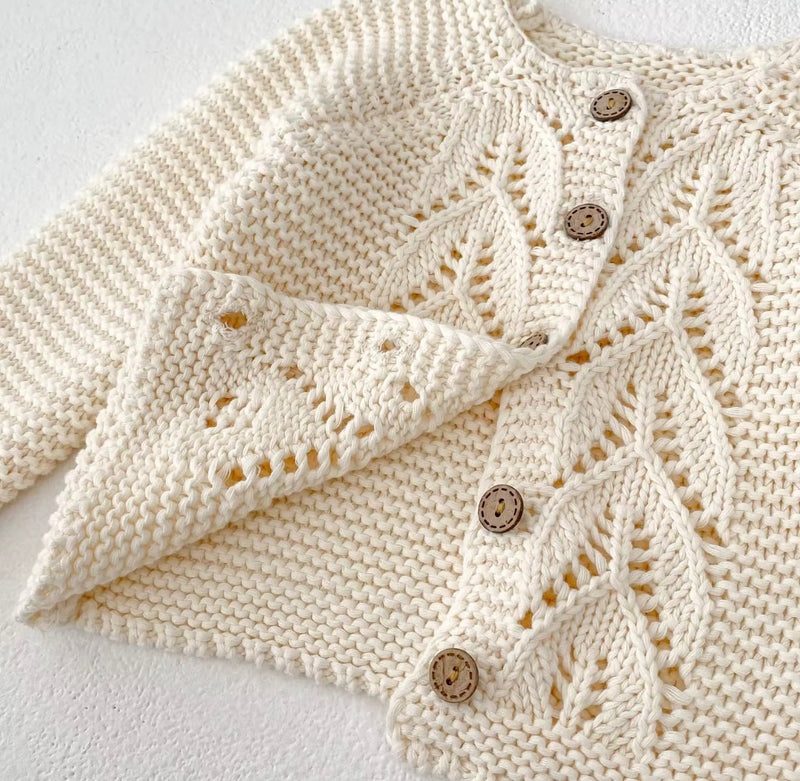 Chargez l'image dans la visionneuse de la galerie, Cardigan bébé fille doux 100% coton – Ivoire Blush - Dernière pièce disponible
