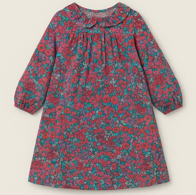 Chargez l&#39;image dans la visionneuse de la galerie, Robe fille à fleurs fuchsia – Modèle doux et coloré – Kali
