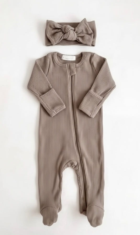Barboteuse bébé fille en coton doux à manches longues – Kali