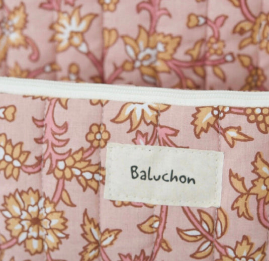 Handmade medium quilted pink cosmetic bag