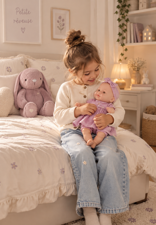 Jean en denim coupe large pour fille avec broderies – Automne-Hiver