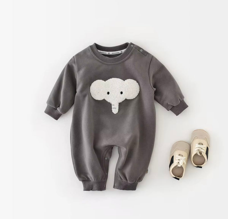Chargez l'image dans la visionneuse de la galerie, Combinaison bébé garçon motif éléphant en coton doux – Kali
