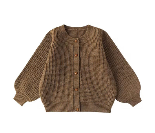 Cardigan vintage en tricot doux pour enfant – Kaki Lilas